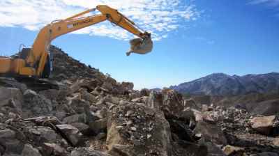 Earthworks of Darre Aloo lead extraction complex in Kerman city