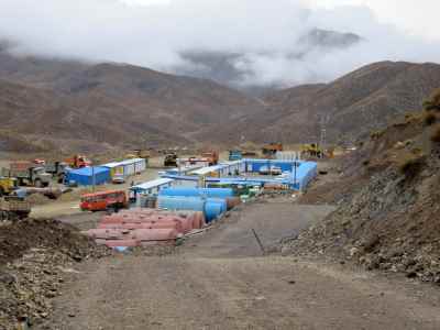 Earthworks of Darre Aloo lead extraction complex in Kerman city