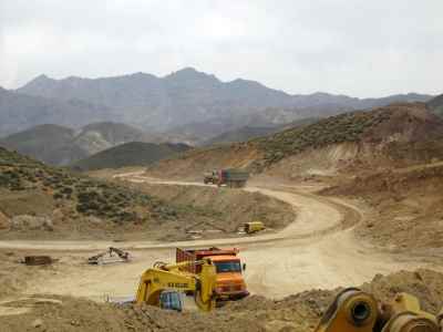 Earthworks of Darre Aloo lead extraction complex in Kerman city