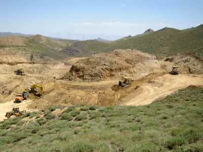 Earthworks of Darre Aloo lead extraction complex in Kerman city