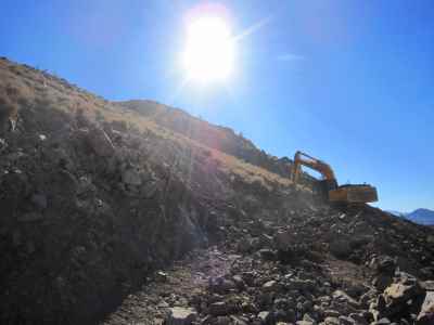 Earthworks of Darre Aloo lead extraction complex in Kerman city