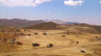 Earthworks of Darre Aloo lead extraction complex in Kerman city